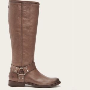 Frye Phillip Harness Tall Boots in Grey Color